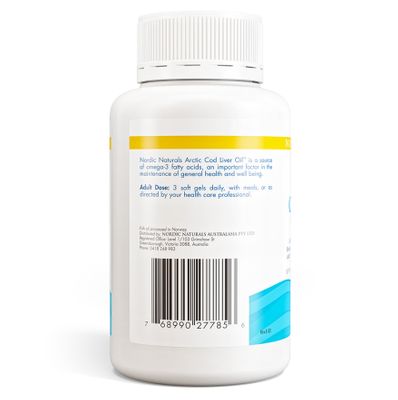 Nordic Naturals Arctic Cod Liver Oil Capsules side 2